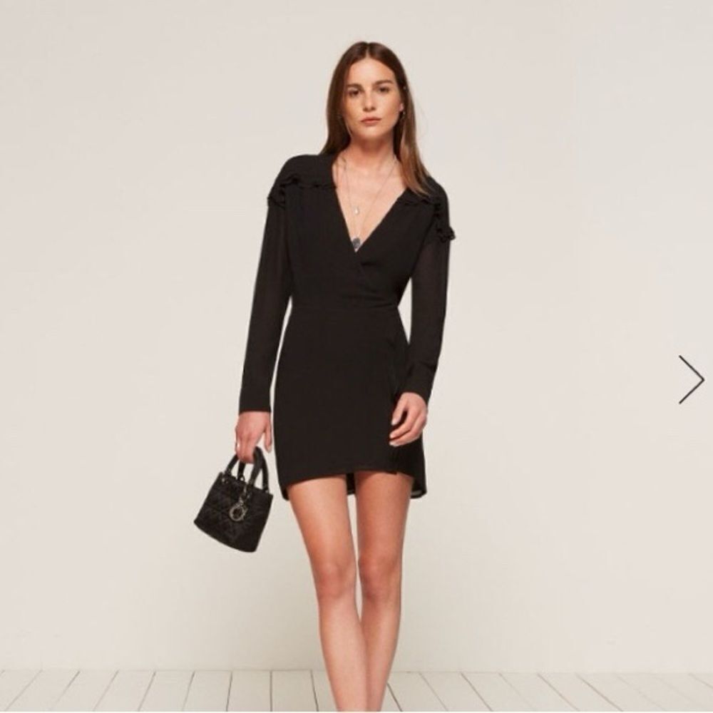Reformation Elodie Womens Black Mini Dress